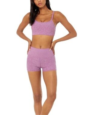 Alo Yoga Electric Violet Heather Bra and Short set Small